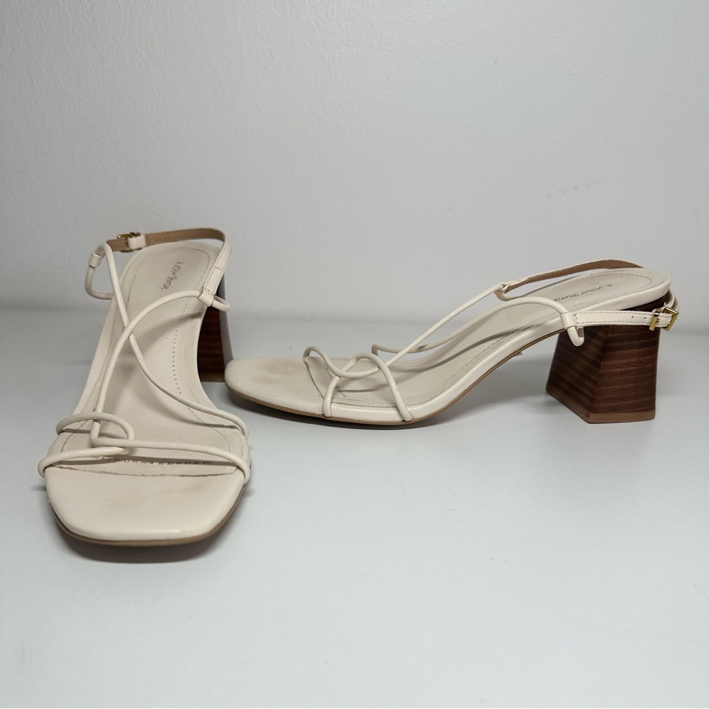 & Other Stories Strappy Block Heel Sandal Ecru Off White Cream 36 EU/ 5.5-6 US